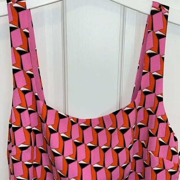 DVF Geometric Pink Shift Dress 👗 Designer 👩‍🎨 Luxury. 🌸Shine✨Like the Sun ☀️ - Picture 9 of 17